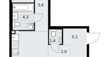 2 room apartment in Troitsk, Russia