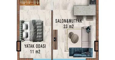 2 room apartment in Gazipasa, Turkey