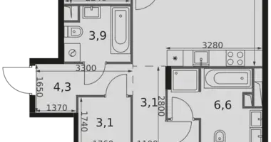 Wohnung 3 zimmer in Moskau, Russland