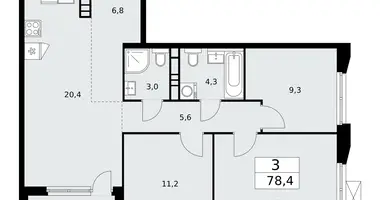 3 room apartment in Kommunarka, Russia