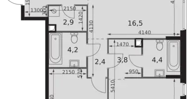3 room apartment in Moscow, Russia