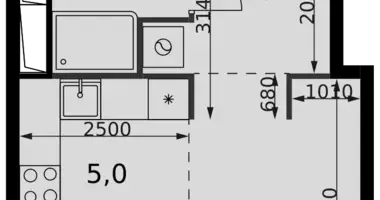 Estudio 1 habitación en Moscú, Rusia