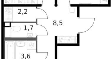 2 room apartment in Moscow, Russia
