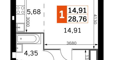 Kawalerka 1 pokój w Odincovskij gorodskoj okrug, Rosja