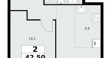 Wohnung 2 zimmer in Moskau, Russland