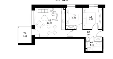 3 room apartment in Vilnius, Lithuania