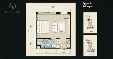 Studio 1 chambre dans Ban Bang Thao, Thaïlande