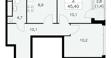 2 room apartment in Moscow, Russia