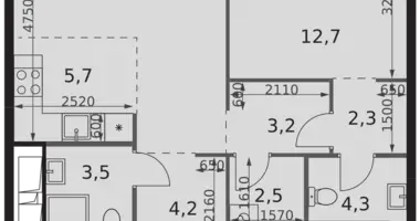 2 room apartment in Moscow, Russia