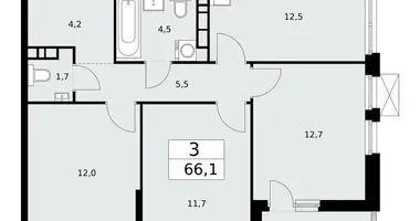 3 room apartment in Kommunarka, Russia
