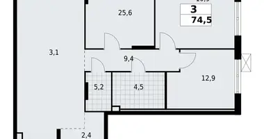 Apartamento 3 habitaciones en Krasnoye Selo, Rusia