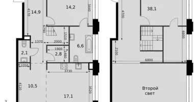 Apartamento 2 habitaciones en Moscú, Rusia
