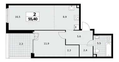 2 room apartment in Moscow, Russia