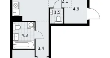 Wohnung 2 zimmer in Kommunarka, Russland