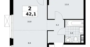 2 room apartment in Moscow, Russia