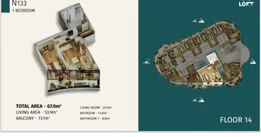 Apartamento 2 habitaciones en Kobuleti, Georgia