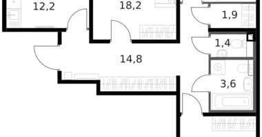 Wohnung 3 zimmer in Moskau, Russland