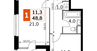 Apartamento 2 habitaciones en Moscú, Rusia