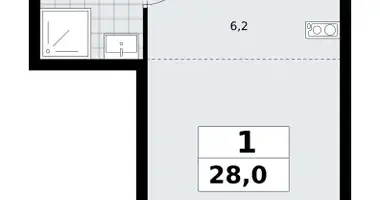 1 room apartment in Kommunarka, Russia