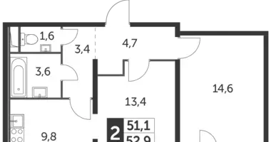 Apartamento 2 habitaciones en Leninsky District, Rusia