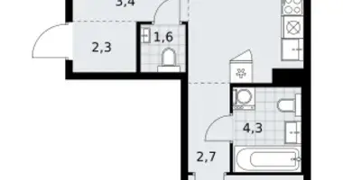 Wohnung 2 zimmer in Kommunarka, Russland