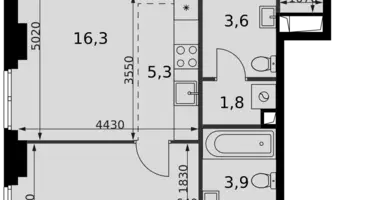 Apartamento 2 habitaciones en Moscú, Rusia