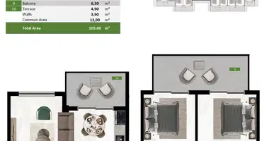 Wohnung 2 zimmer in Oba, Türkei