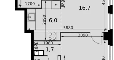 Apartamento 2 habitaciones en Moscú, Rusia