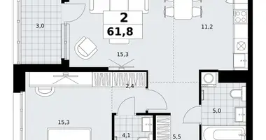 Appartement 2 chambres dans Kommunarka, Russie