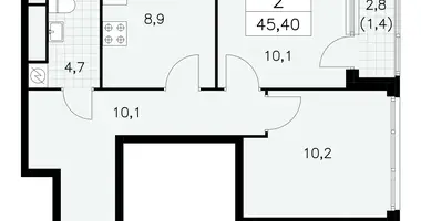 2 room apartment in Moscow, Russia