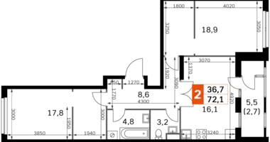 2 room apartment in Moscow, Russia