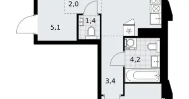 Appartement 2 chambres dans Troïtsk, Russie