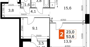 2 room apartment in Moscow, Russia