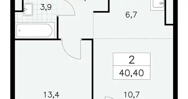 2 room apartment in Moscow, Russia