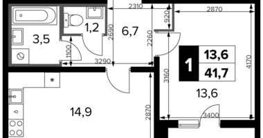 1 room apartment in Leninsky District, Russia