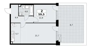 2 room apartment in Kommunarka, Russia