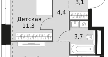 3 room apartment in Moscow, Russia