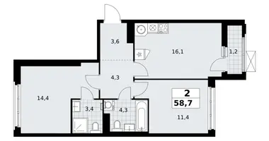 Квартира 2 комнаты в район Коммунарка, Россия