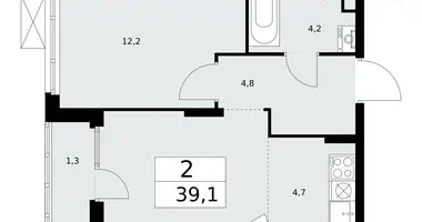 Appartement 2 chambres dans Troïtsk, Russie