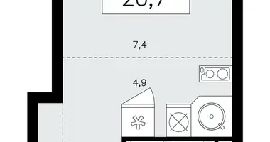 Apartamento 1 habitación en Kommunarka, Rusia