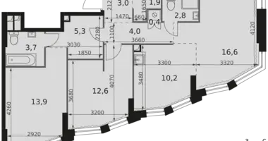 Apartamento 3 habitaciones en Moscú, Rusia