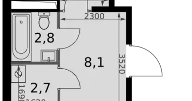 2 room apartment in Moscow, Russia