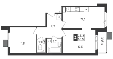 Appartement 2 chambres dans Leninsky District, Russie