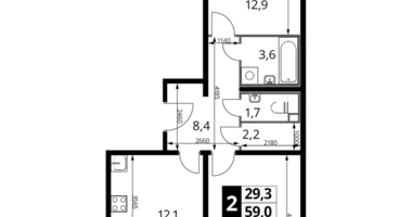 Apartamento 2 habitaciones en Liúbertsy, Rusia