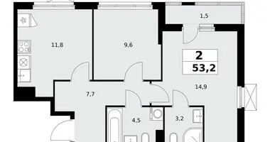 2 room apartment in Kommunarka, Russia