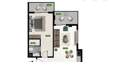 2 room apartment in Oba, Turkey