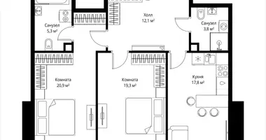 2 room apartment in Moscow, Russia