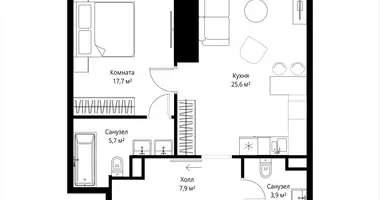 1 room apartment in Moscow, Russia