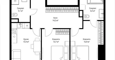 Mieszkanie 2 pokoi w Moskwa, Rosja