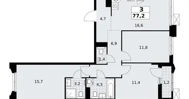 Apartamento 3 habitaciones en Troitsk, Rusia